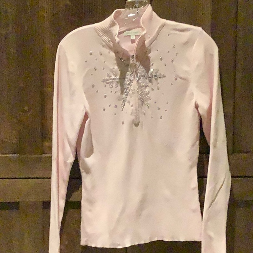 Pink embellished fitted sweater